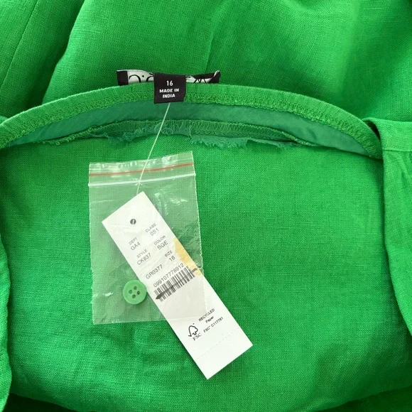 NWT J. Crew Mini Dress Linen Bright Gem Green - Picture 4 of 6
